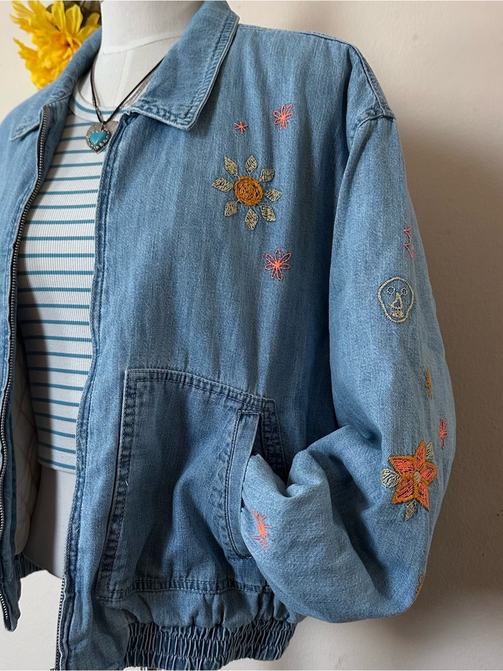 MOTHER | Embroidered Butterfly Denim Jacket (s) NWT - Picture 10 of 16